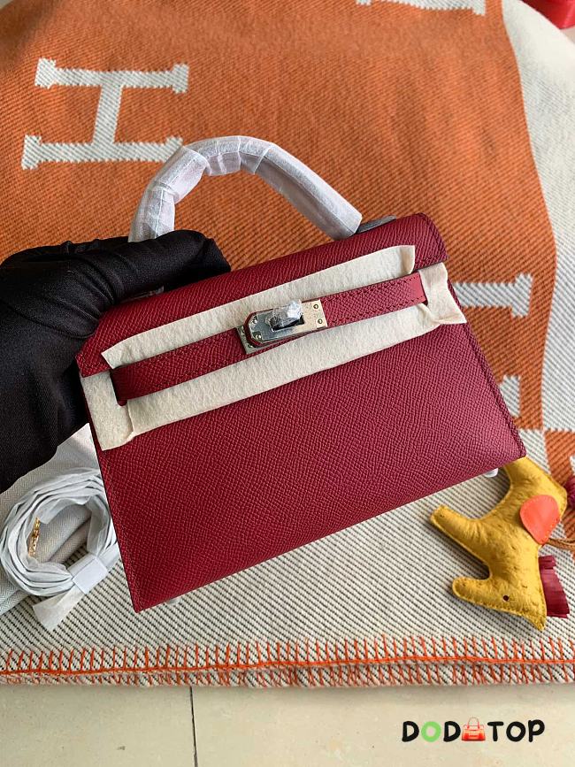 HERMES MINI KELLY EPSOM GOLD HARDWARE BURGUNDY 19 CM - 1