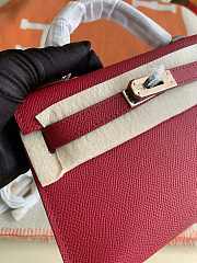 HERMES MINI KELLY EPSOM GOLD HARDWARE BURGUNDY 19 CM - 2