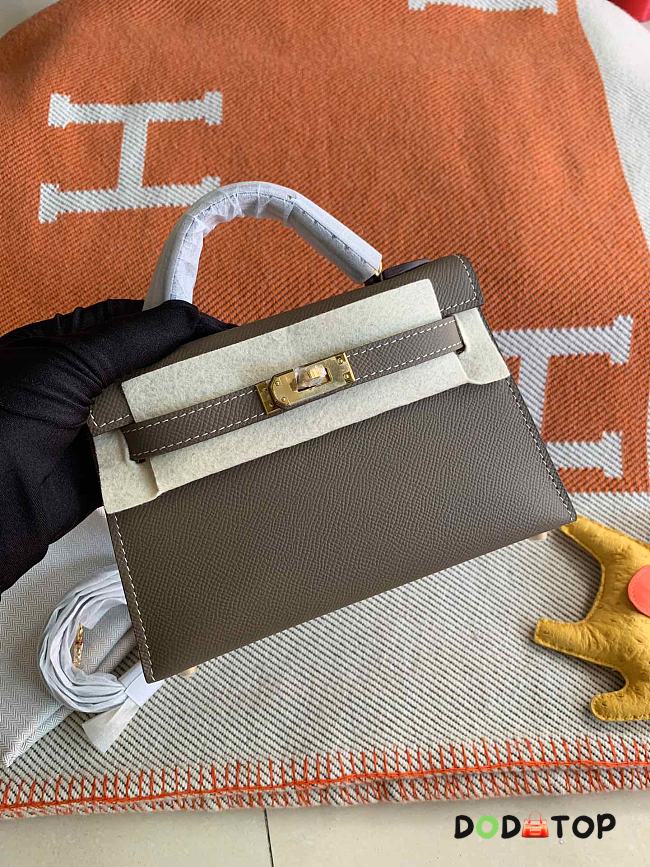 HERMES MINI KELLY EPSOM GOLD HARDWARE TAUPE 19 CM - 1