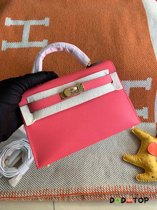 HERMES MINI KELLY EPSOM GOLD HARDWARE NEON PINK 19 CM - 1