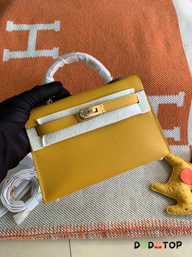 HERMES MINI KELLY EPSOM GOLD HARDWARE YELLOW 19 CM - 1