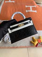 HERMES MINI KELLY CROCODILE GOLD HARDWARE BLACK 19 CM - 1