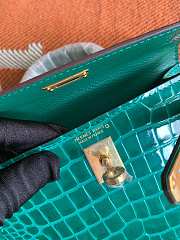 HERMES MINI KELLY CROCODILE GOLD HARDWARE TEAL 19 CM - 5