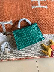 HERMES MINI KELLY CROCODILE GOLD HARDWARE TEAL 19 CM - 3