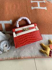 HERMES MINI KELLY CROCODILE GOLD HARDWARE RED 19 CM - 2