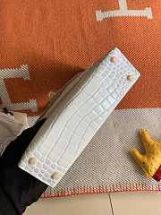 HERMES MINI KELLY CROCODILE GOLD HARDWARE WHITE 19 CM - 4