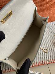 HERMES MINI KELLY CROCODILE GOLD HARDWARE WHITE 19 CM - 3