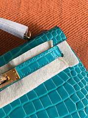 HERMES MINI KELLY CROCODILE GOLD HARDWARE BLUE 19 CM - 4