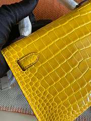 HERMES MINI KELLY CROCODILE GOLD HARDWARE YELLOW 19 CM - 4