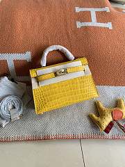 HERMES MINI KELLY CROCODILE GOLD HARDWARE YELLOW 19 CM - 2