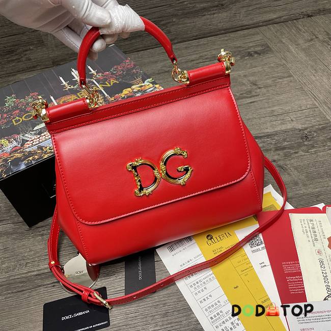 D&G SICILY PRINT LOGO BAG RED BB600 SIZE 25 CM - 1