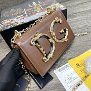 D&G NAPPA LEATHER DG GIRLS SHOULDER BAG BROWN SIZE 21 CM - 3