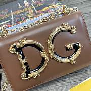 D&G NAPPA LEATHER DG GIRLS SHOULDER BAG BROWN SIZE 21 CM - 2