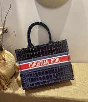 DIOR SMALL BLUE CROCODILE-EFFECT EMBROIDERED VELVET M1296 36 CM - 1