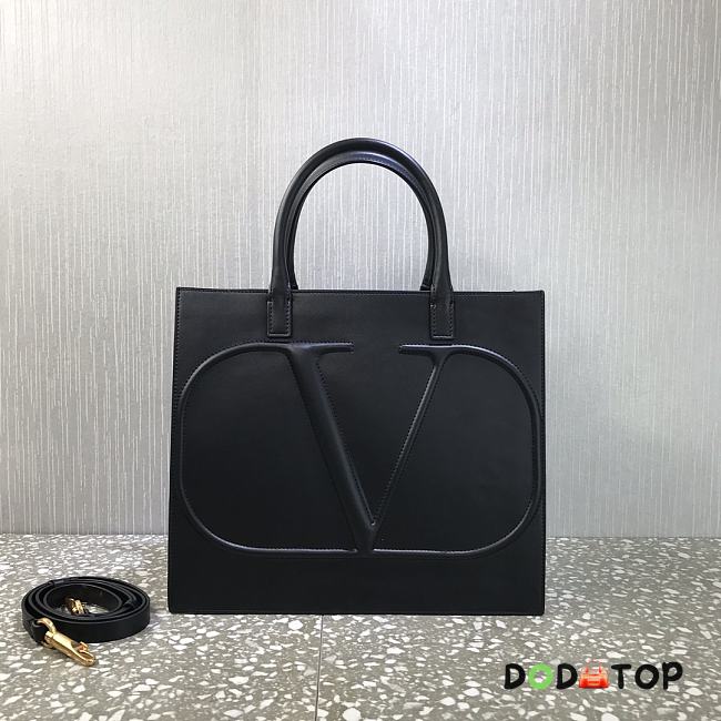 Valentino Medium Garavani Vlogo Walk Tote Bag Black Size 31 cm - 1