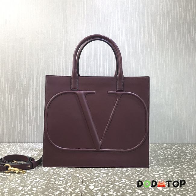 Valentino Medium Garavani Vlogo Walk Tote Bag Burgundy Size 31 cm - 1