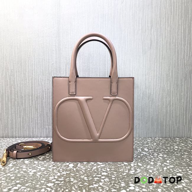 Valentino Small Garavanivlogo Walk Tote Bag Rose Cannelle Size 20 cm - 1