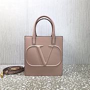 Valentino Small Garavanivlogo Walk Tote Bag Rose Cannelle Size 20 cm - 1