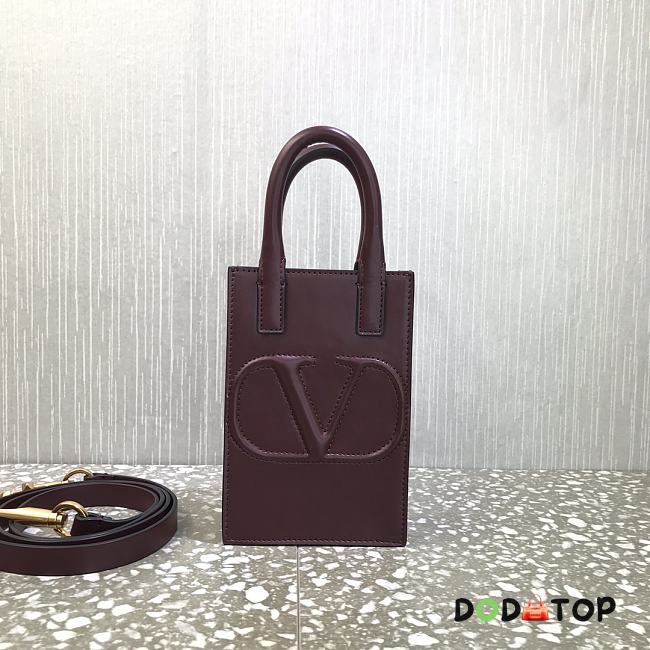 Valentino Mini Garavani Vlogo Walk Tote Bag Burgundy Size 11 cm - 1