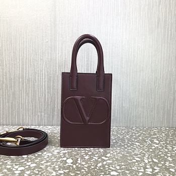 Valentino Mini Garavani Vlogo Walk Tote Bag Burgundy Size 11 cm