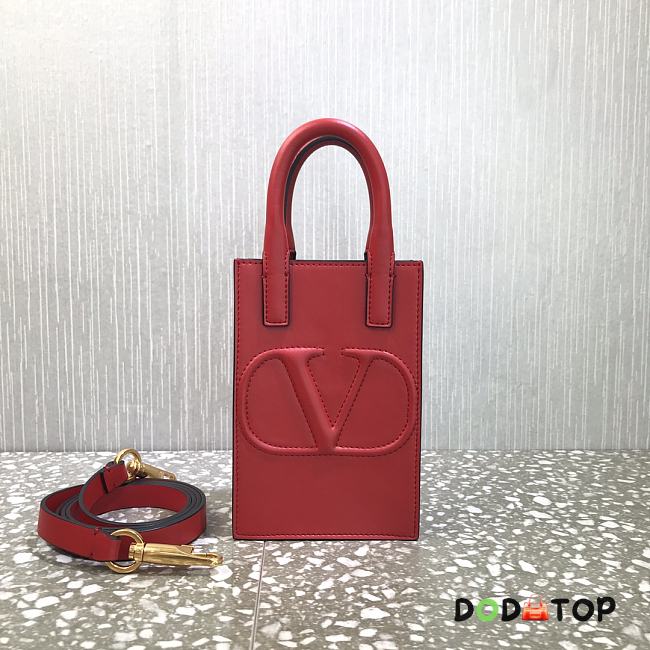 Valentino Mini Garavani Vlogo Walk Tote Bag Red Size 11 cm - 1