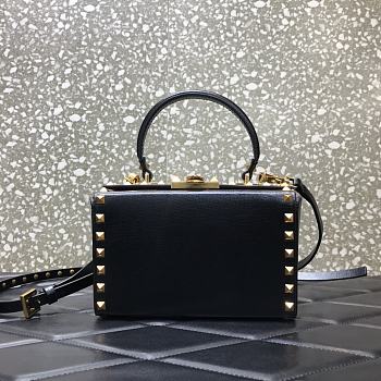 Valentino Rockstud Alcove Box Bag Black WAX0NO Size 19 cm