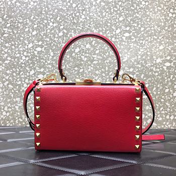 Valentino Rockstud Alcove Box Bag Red WAX0NO Size 19 cm