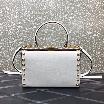 Valentino Rockstud Alcove Box Bag White WAX0NO Size 19 cm