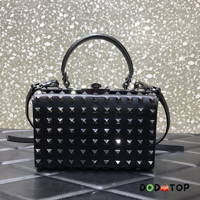 Valentino Rockstud Alcove Box Bag With All-Over Black Studs DAN0NO 19 cm - 1