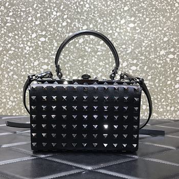 Valentino Rockstud Alcove Box Bag With All-Over Black Studs DAN0NO 19 cm