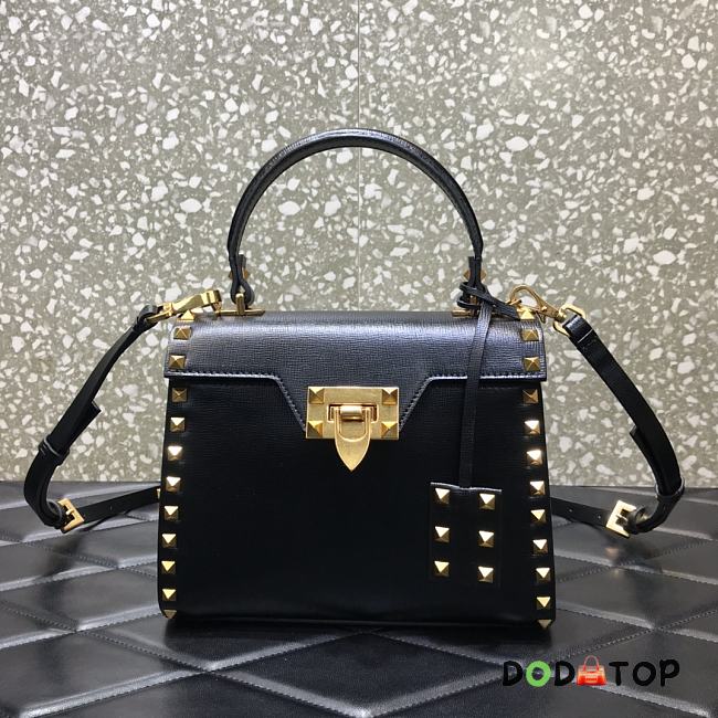 Valentino Small Rockstud Alcove Handbag Black WAX0NO Size 22 cm - 1