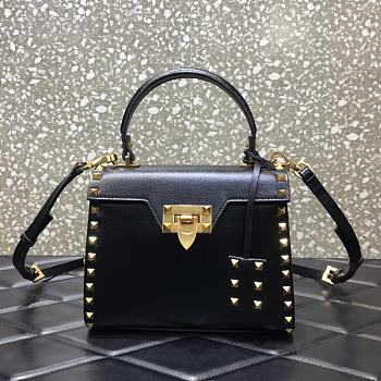 Valentino Small Rockstud Alcove Handbag Black WAX0NO Size 22 cm