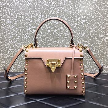 Valentino Small Rockstud Alcove Handbag Rose Cannelle WAX0NO Size 22 cm