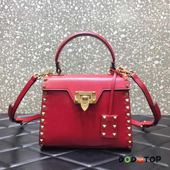 Valentino Small Rockstud Alcove Handbag Red WAX0NO Size 22 cm - 1