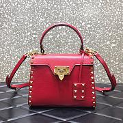 Valentino Small Rockstud Alcove Handbag Red WAX0NO Size 22 cm - 1