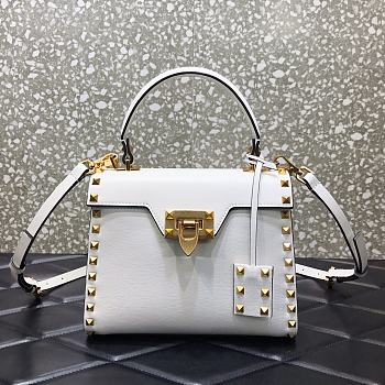 Valentino Small Rockstud Alcove Handbag White WAX0NO Size 22 cm