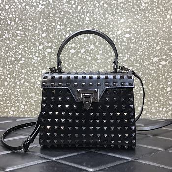 Valentino Small All-Over Black Studs Alcove Handbag DAN0NO Size 22 cm