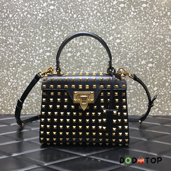Valentino Small All-Over Gold-tone Studs Alcove Handbag DAN0NO Size 22 cm - 1