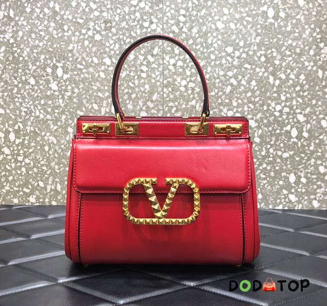 Valentino Medium Rockstud Alcove Handbag Red BQZ0NO Size 23 cm - 1