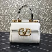 Valentino Medium Rockstud Alcove Handbag White BQZ0NO Size 23 cm - 1