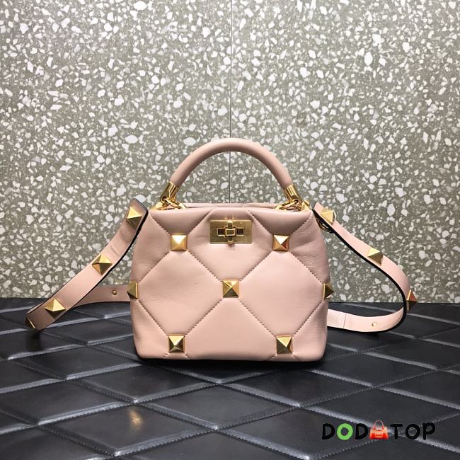 Valentino Small Roman Stud The Handle Bag Rose Cannelle BSF0NO Size 21 cm - 1