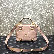 Valentino Small Roman Stud The Handle Bag Rose Cannelle BSF0NO Size 21 cm - 3
