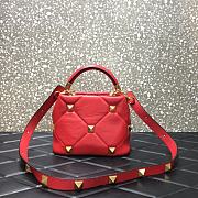 Valentino Small Roman Stud The Handle Bag Red BSF0NO Size 21 cm - 2