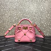 Valentino Small Roman Stud The Handle Bag Flamengo Pink BSF0NO Size 21 cm - 1