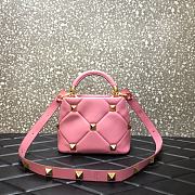 Valentino Small Roman Stud The Handle Bag Flamengo Pink BSF0NO Size 21 cm - 3