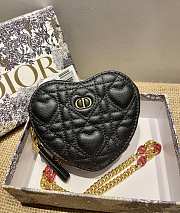 Dior Dioramour Caro Heart Pouch With Chain Black S5097 Size 11 cm - 1