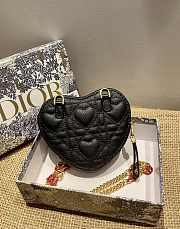 Dior Dioramour Caro Heart Pouch With Chain Black S5097 Size 11 cm - 6