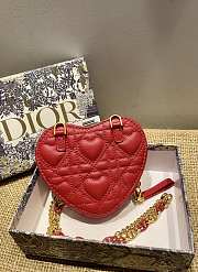 Dior Dioramour Caro Heart Pouch With Chain Red S5097 Size 11 cm - 4
