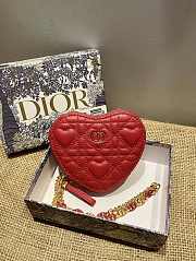 Dior Dioramour Caro Heart Pouch With Chain Red S5097 Size 11 cm - 3