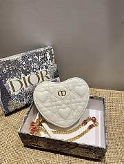 Dior Dioramour Caro Heart Pouch With Chain White S5097 Size 11 cm - 6